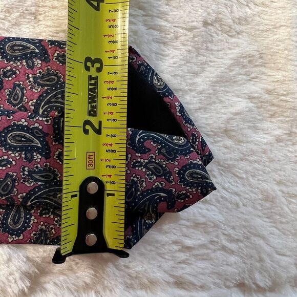 Silk Neck Tie Pink + Blue Paisley Design Hand Made In Italy 3.25 x 54" - Picture 5 of 5